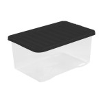 45 Liter Storage Clear Heavy Duty Plastic Storage Box Boxes With Lids Home Office Stackable Nestable, Set of 5 Large Storage Boxes With Lids 60 x 40 x